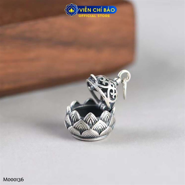 Mặt dây chuyền bạc nữ hoa sen trụ kinh luân chất liệu bạc Thái 925 thời trang phụ kiện trang sức Viễn Chí Bảo M000136