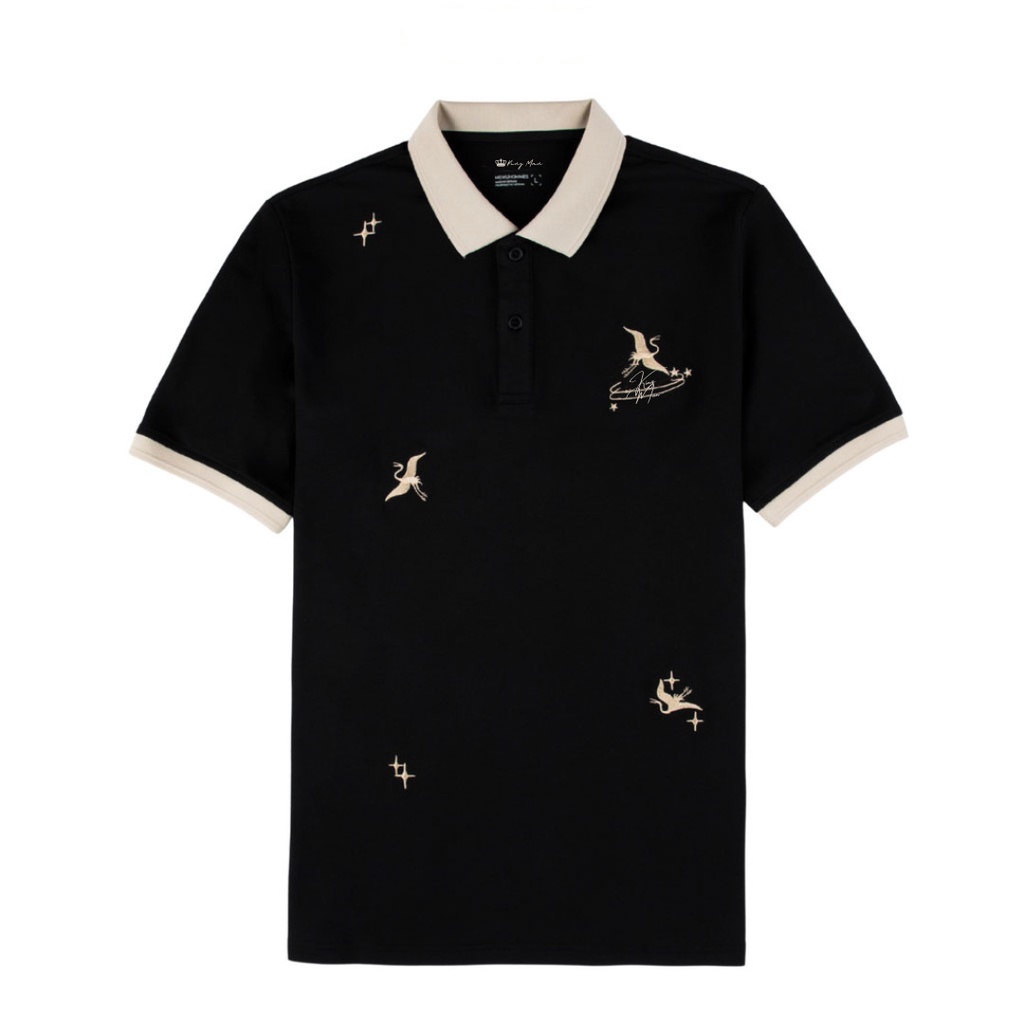 Áo Polo nam ngắn tay cổ bẻ chất cao cấp họa tiết thêu tay - hàng thiết kế của Kingman