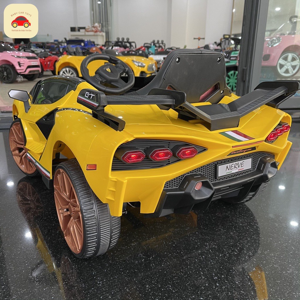 Ô tô điện XGZ 7188 Lamboghini  bánh cao su ghế nệm da cao cấp 2 động cơ
