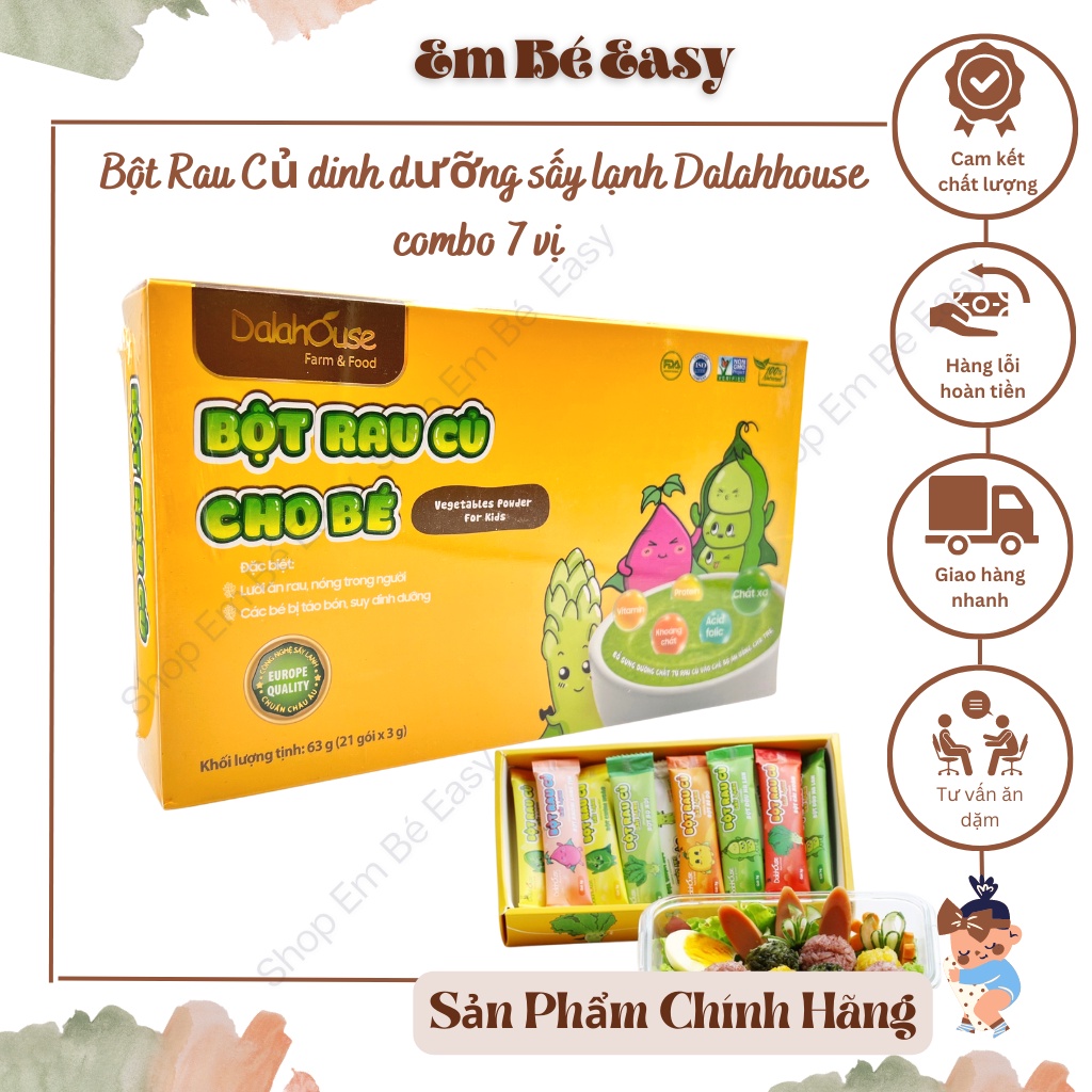 Bột Rau Củ dinh dưỡng Dalahhouse, Bột rau củ sấy lạnh cho bé ăn dặm