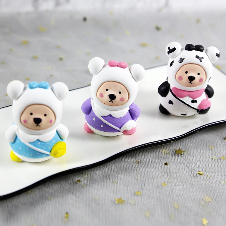 COMBO 6 con gấu CUTE - Tượng thạch cao tô màu 7cm