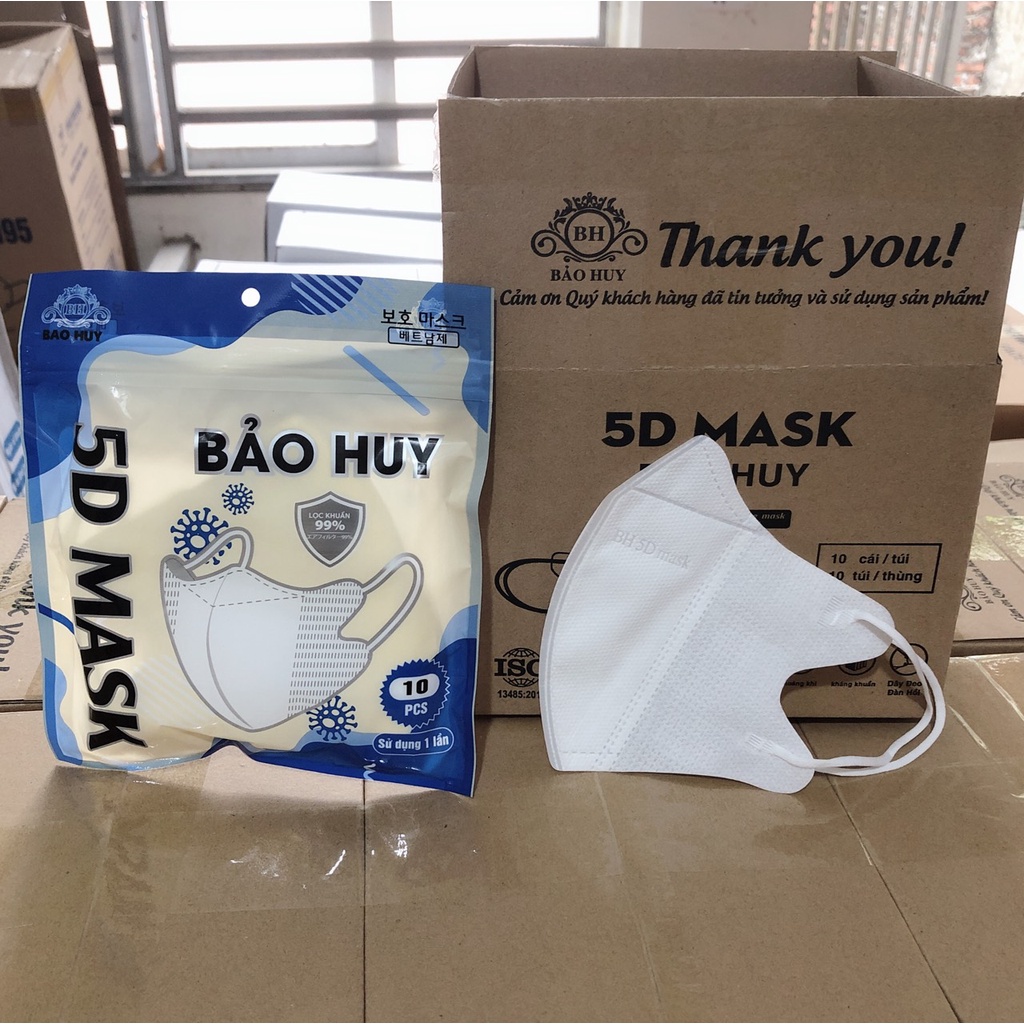 Thùng 100c Khẩu Trang 5D Bảo Huy Túi zip mẫu mới-Hàng Chính Hãng