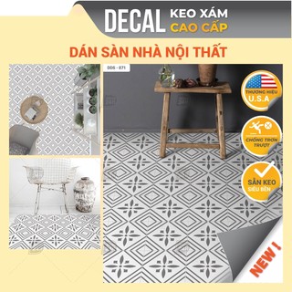 Decal KEO XÁM Dán Sàn Chuyên Dụng, Họa Tiết Gạch Bông Chống Thấm Nước Kích thước 120x60cm, Decal Cao Cấp DDS-071