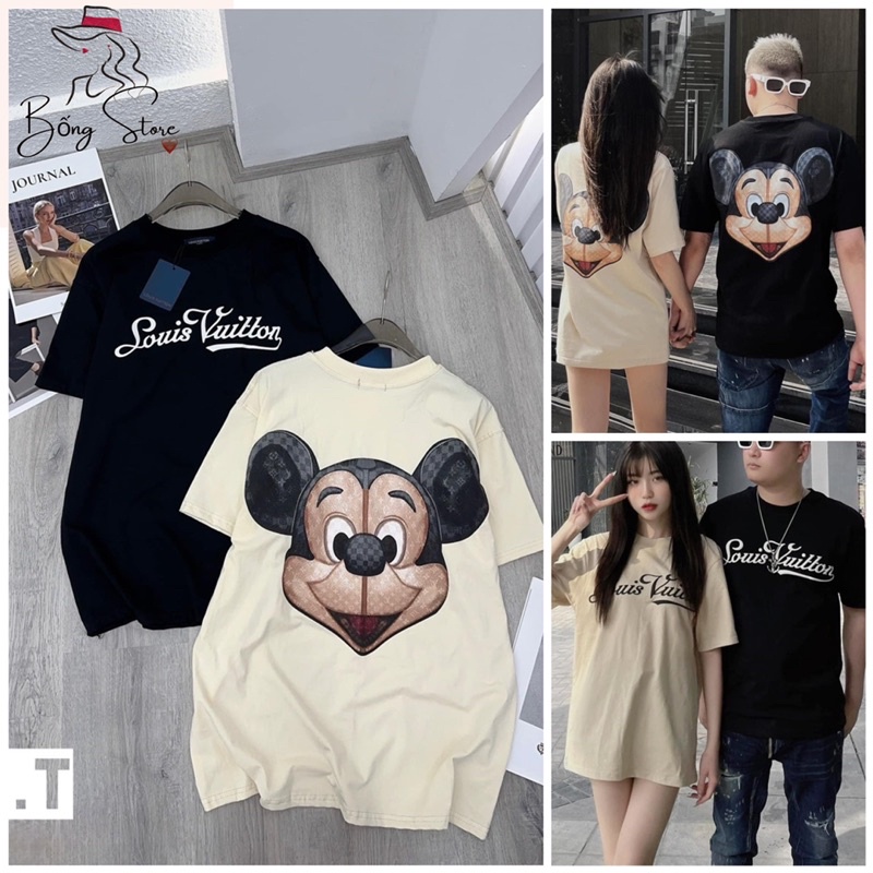 Áo phông chất COTTON KHÔ Chuột Mickey louis vuittonn tay lỡ ❤️ IN 2 MẶT siêu hot — Bongstore M95-