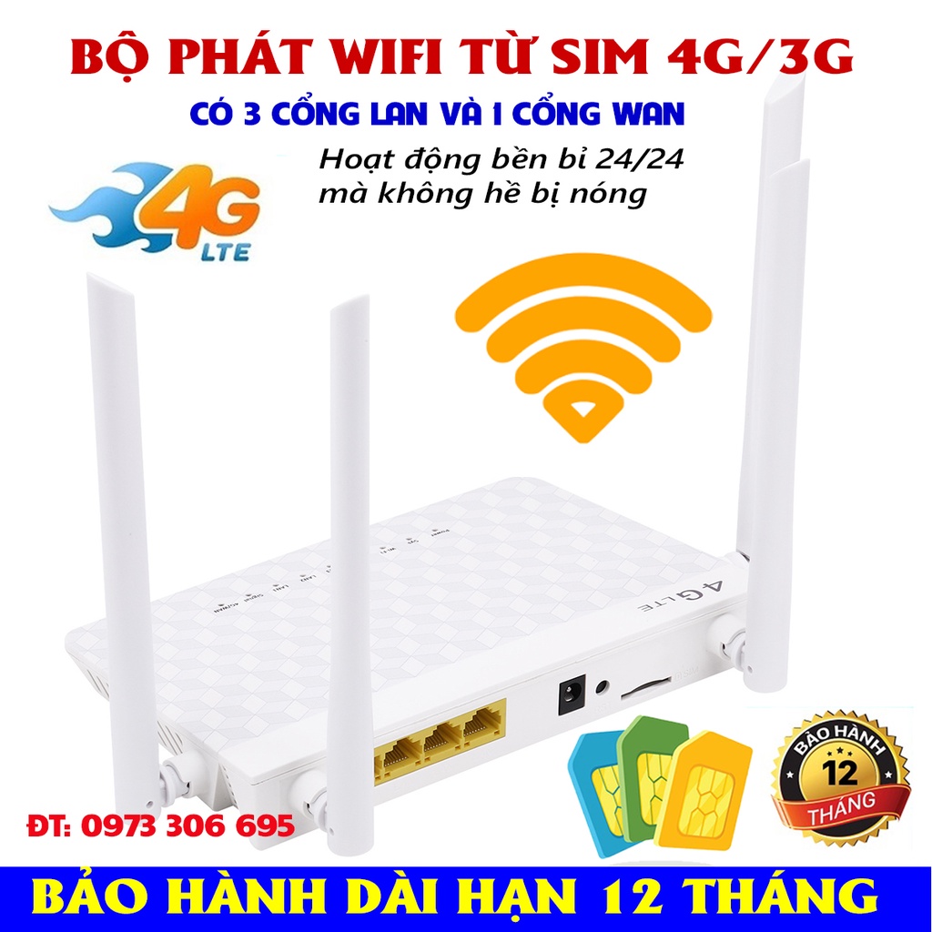 Cục phát wifi 4G, bộ phát wifi từ sim 4G, cắm điện 24/24, Tặng kèm dây LAN bấm sẵn 2 đầu | BigBuy360 - bigbuy360.vn