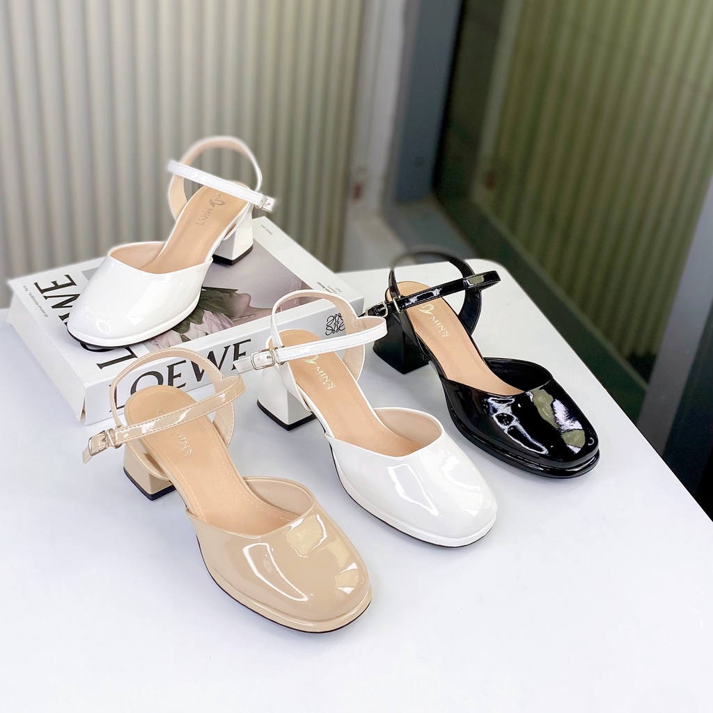 Min's Shoes - Giày Sandal Gót Vuông 5p Da Bóng Cao Cấp S484