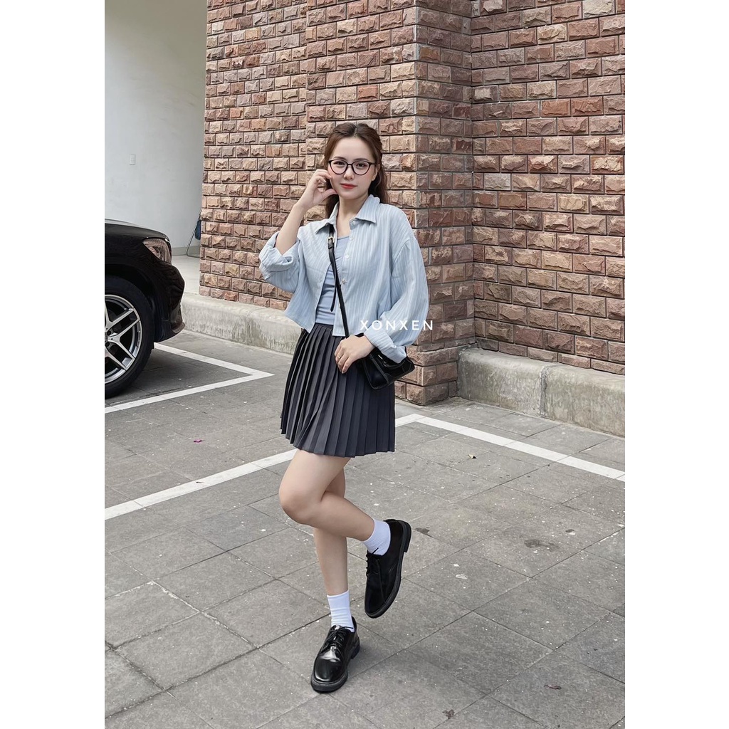 Set áo tay dài sơ mi crop kèm áo lót siêu xinh XonXen Sài Gòn SA611037