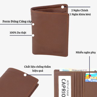 Ví nam Caprio Billfold (Ví Đứng) Da bò cao cấp