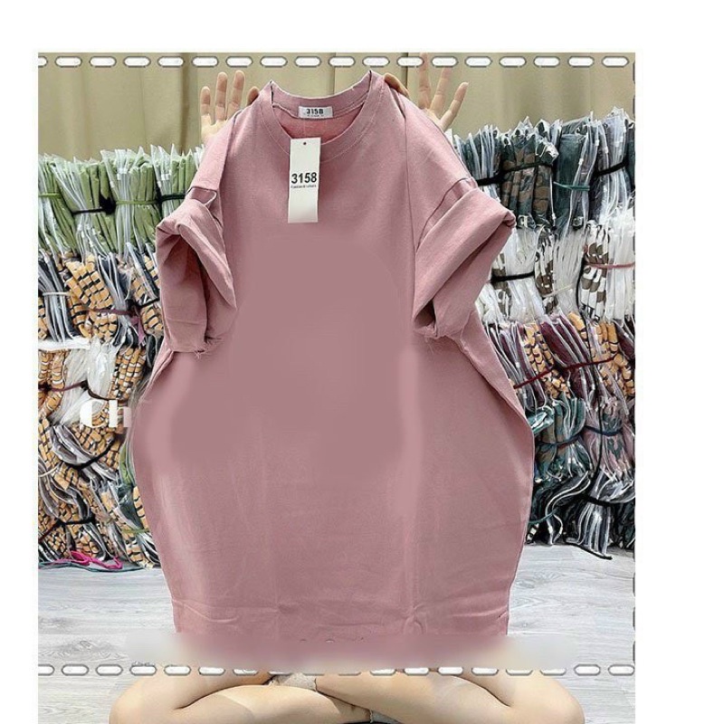 Áo Thun 3158 Trơn Phông Rộng Tay Ngắn Chất Cotton Khô Freesize 65kg 13 Màu