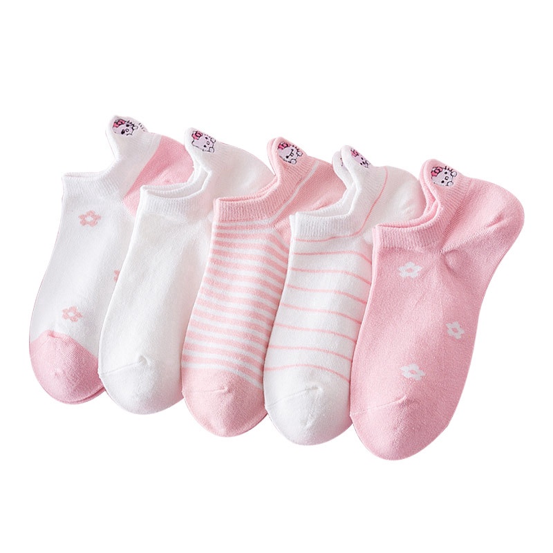 Set 5 Tất Vớ Cổ Ngắn Hình Mèo Dễ Thương Nhiều Màu Sắc, Thấm Hút Mồ Hôi 88362 Shop Kho Tông vp88