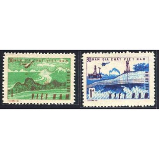 Tem sưu tập Việt Nam MS 476 Kỷ niệm 30 năm ngành Địa chất Việt Nam 1985 ( 2 tem )