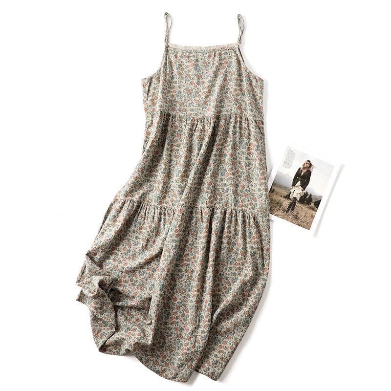 Đầm liền linen KAMAKA sát nách Morigirl in hoa liti - NU8399