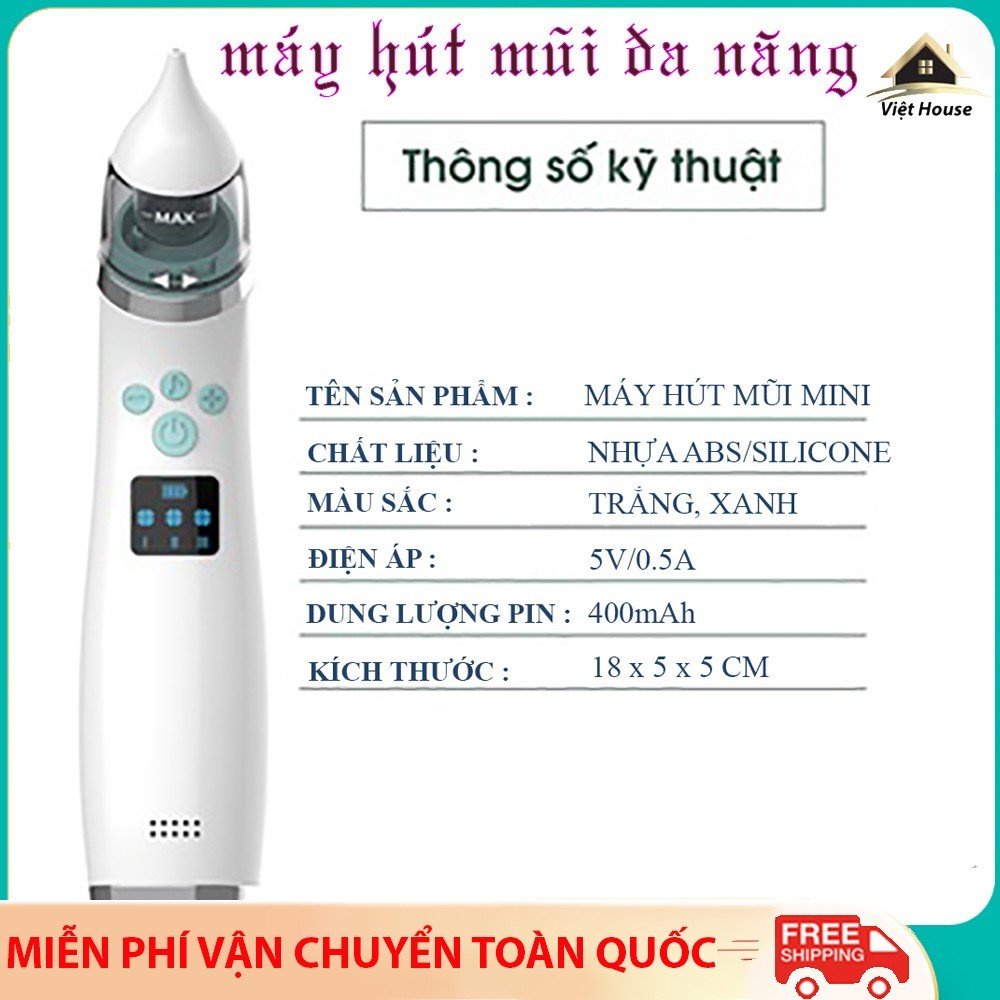 Máy hút mũi cho bé, máy hút mũi cầm tay thông minh với đầu hút silicon mềm mại an toàn cho trẻ nhỏ. Bảo hành 1 năm.