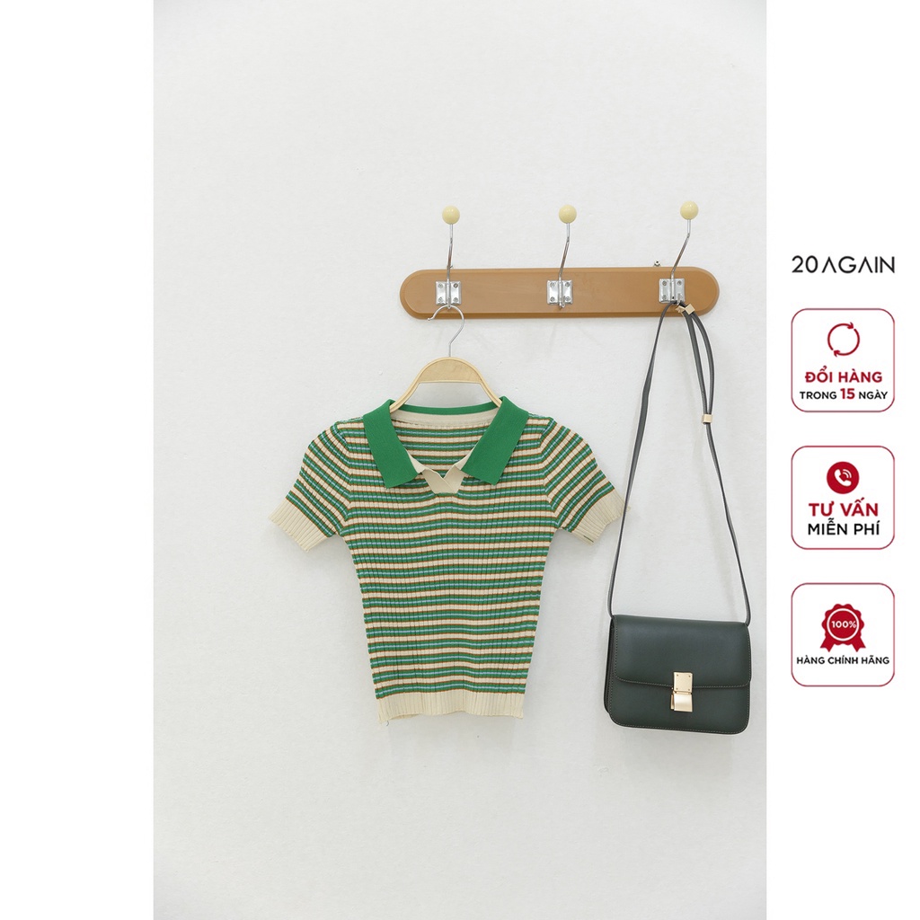 Áo len montogh 20Again, thiết kế kẻ cổ bẻ độc đáo ALW2065