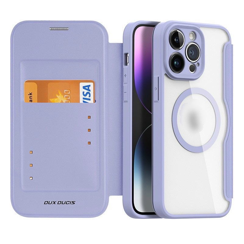 (iPhone 14 Pro max)_Bao da Dux Ducis dạng ví lưng trong hỗ trợ sạc không dây siêu đẹp, sang trọng