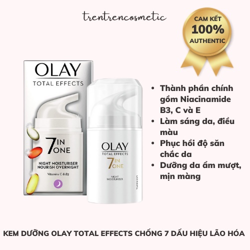[OLAY UK] Kem dưỡng da chống 7 dấu hiệu lão hoá Olay total Effects 7 in 1 hàng UK Anh Quốc 37ml