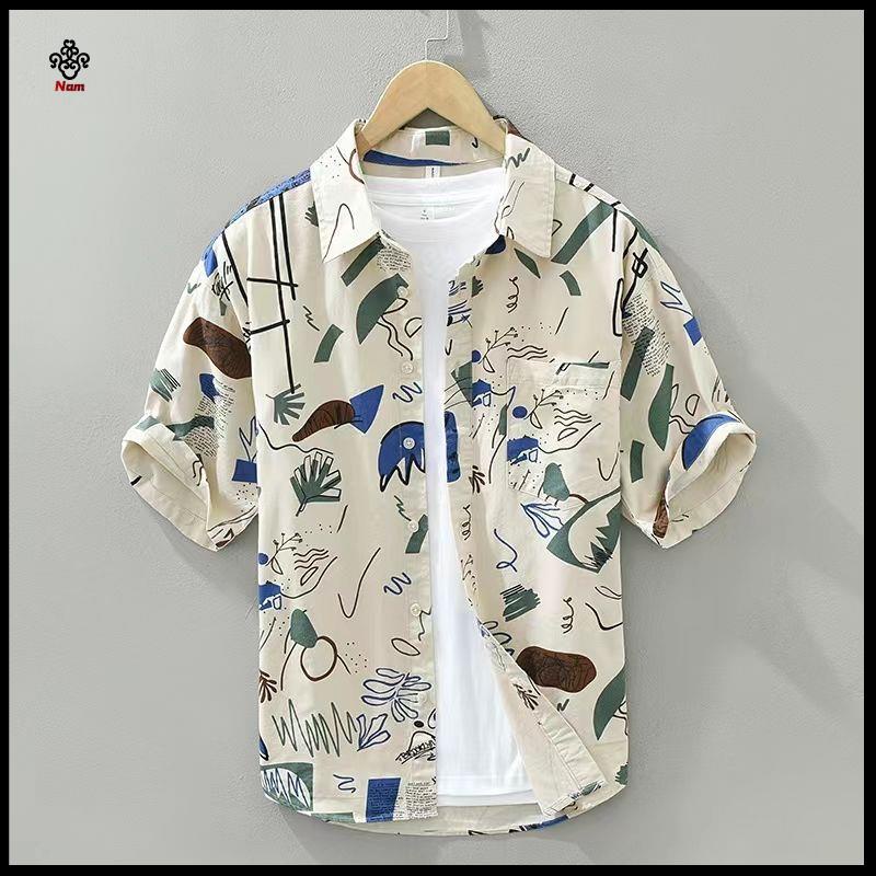 Chất lượng cao O S mi nam Áo sơ mi Ngắn Tay In Họa Tiết Graffiti Cho nam Và Nữ#Áo Dáng Rộng Phong Cách Thời Trang Nhật Bản Mới 2022 Có Size 39; s