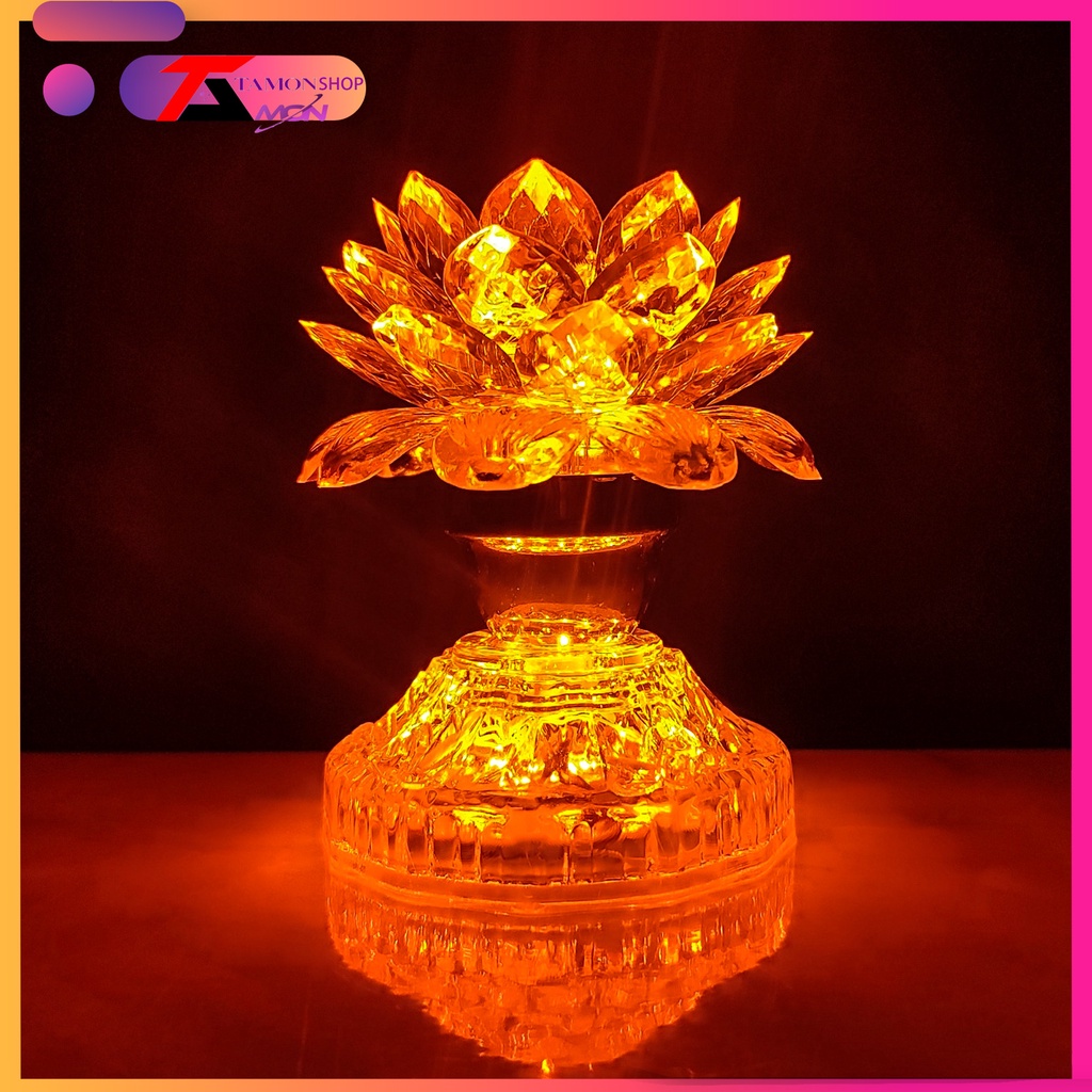 Đèn thờ Hoa Sen 2 Tầng LED màu vàng gold để bàn thờ Phật Tổ Tiên chưng bàn thờ đẹp trang trí tủ thờ (S20)