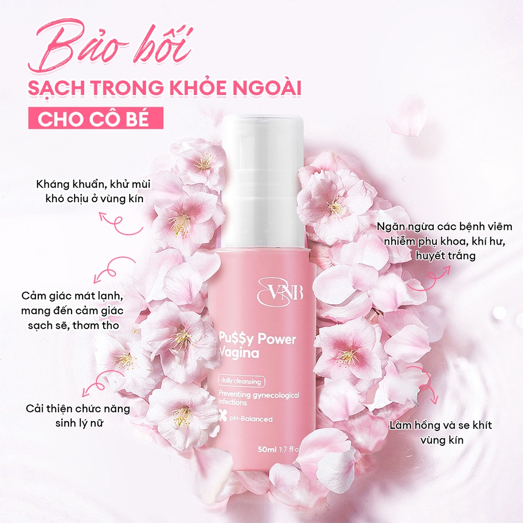 Dung dịch vệ sinh phụ nữ vệ sinh vùng kín kháng khuẩn khử mùi dưỡng ẩm 24h 50ml B VNB VD1305