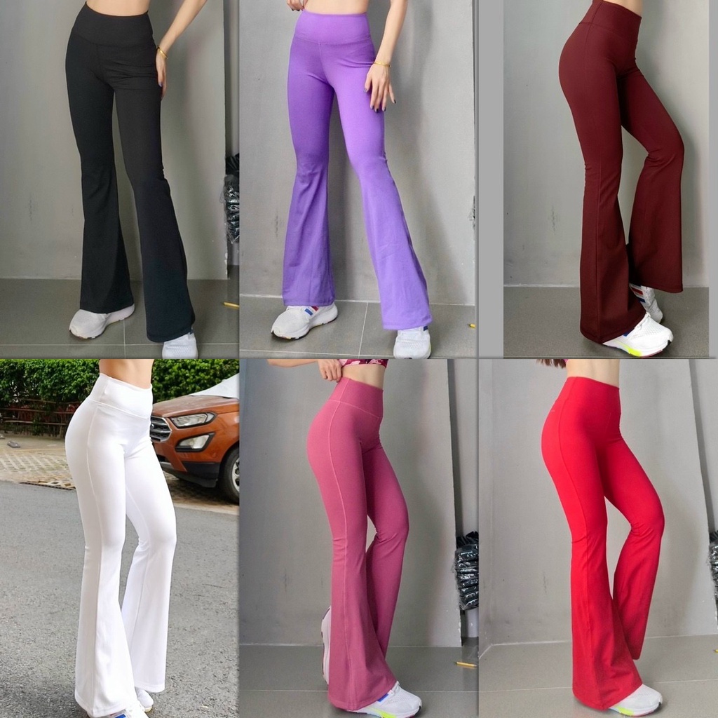 Quần Dài Thể Thao Nữ Ống Loe Trơn Tập Thể Thao Gym Yoga Đi Chơi Cao Cấp