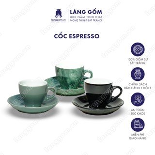  Bộ đĩa tách cà phê Espresso màu vân đá uống trà cà phê dung tích 70ml - Gốm sứ Bát Tràng cao cấp 