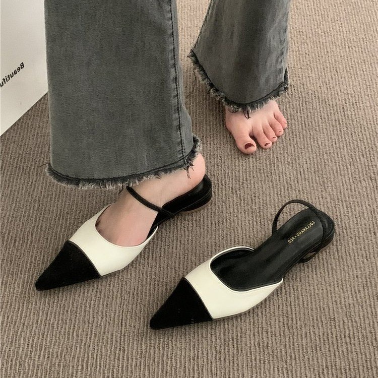 Giày Sandal Mũi Nhọn Gót Thấp Thời Trang Dành Cho Nữ Size 35-39