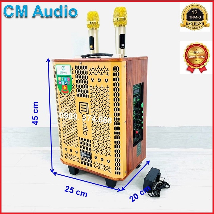 Loa kéo Bluetooth chính hãng CMAudio,T8,Bass 20,thùng gỗ cao cấp,âm thanh hay,tặng 2 mic không dây Karaoke đỉnh cao