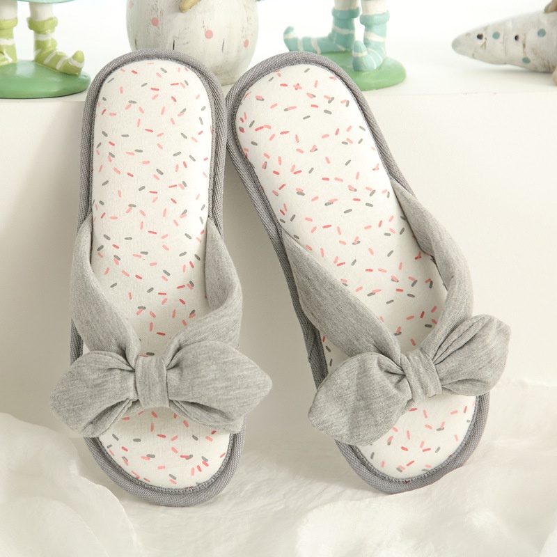 Dép Vải Thoáng Mát Quai Nơ Đi Trong Nhà Dáng Thon Thanh Thoát - D10