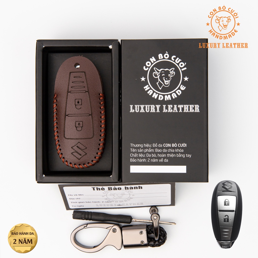 Bao da chìa khóa ô tô xe hơi BB suzuki ciaz, vitara, celerio chìa thông minh da thật bảo vệ chìa khóa chống xước chính h