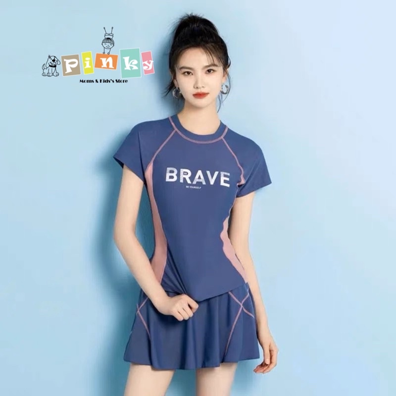 Đồ bơi nữ 2 mảnh cao cấp Big size, áo tắm cộc tay, váy hai lớp
