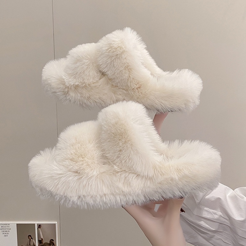 Dép Lông, Dép Bông Nữ Quai Ngang đế 5cm và 4cm có thể đi trong nhà, ngoài trời