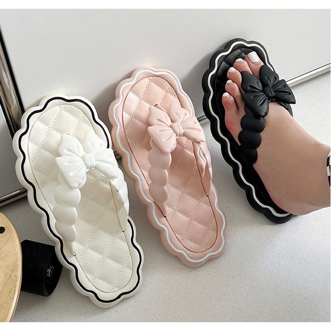 Dép nữ xỏ ngón có nơ cute phù hợp đi trong nhà cháy phố du lịch mã CZ88