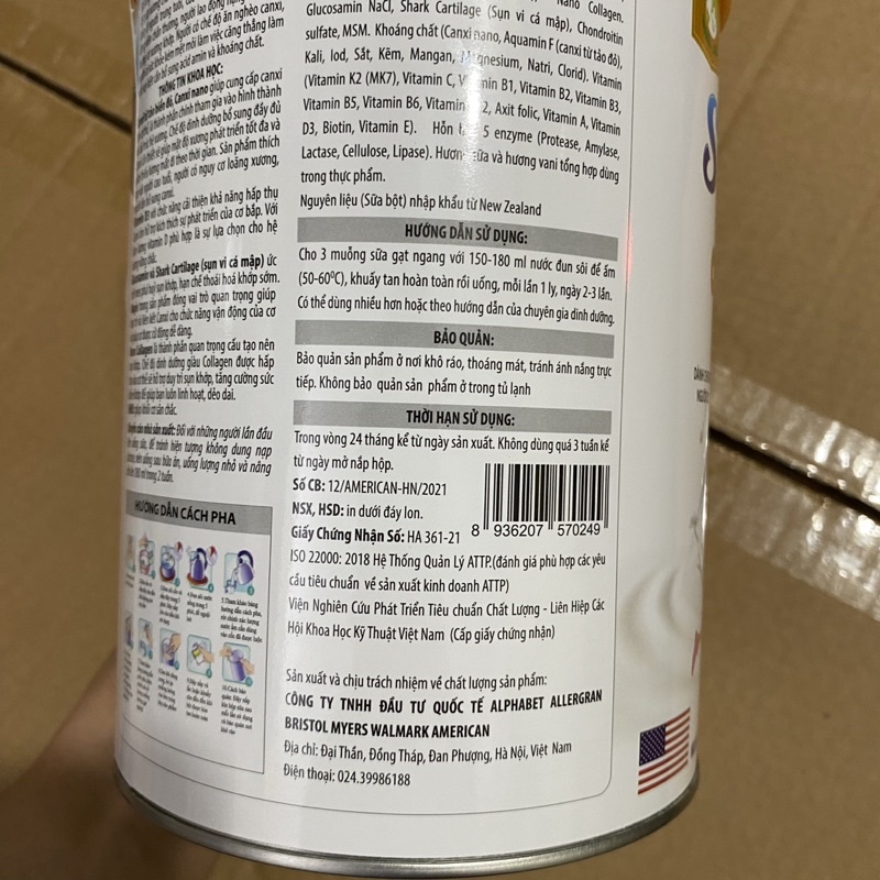 900g Sữa canxi SUKUMIN FLEX chống loãng xương - Canxi nano - Nano collagen giúp xương chắc khỏe - Colostrum nhập khẩu Mỹ
