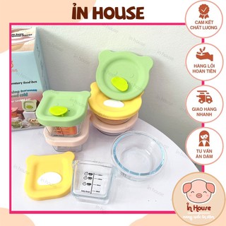 Cốc,Bát (Hũ) thủy tinh chia vạch nắp silicon nhiều dung tích đựng thức ăn cho bé theo từng tháng tuổi