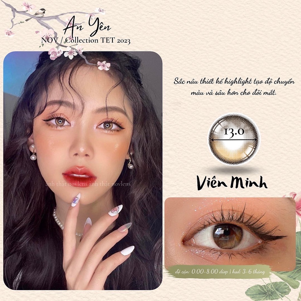 Kính Áp Tròng Viên Minh Màu Nâu Hiệu Ứng Bóng Mắt