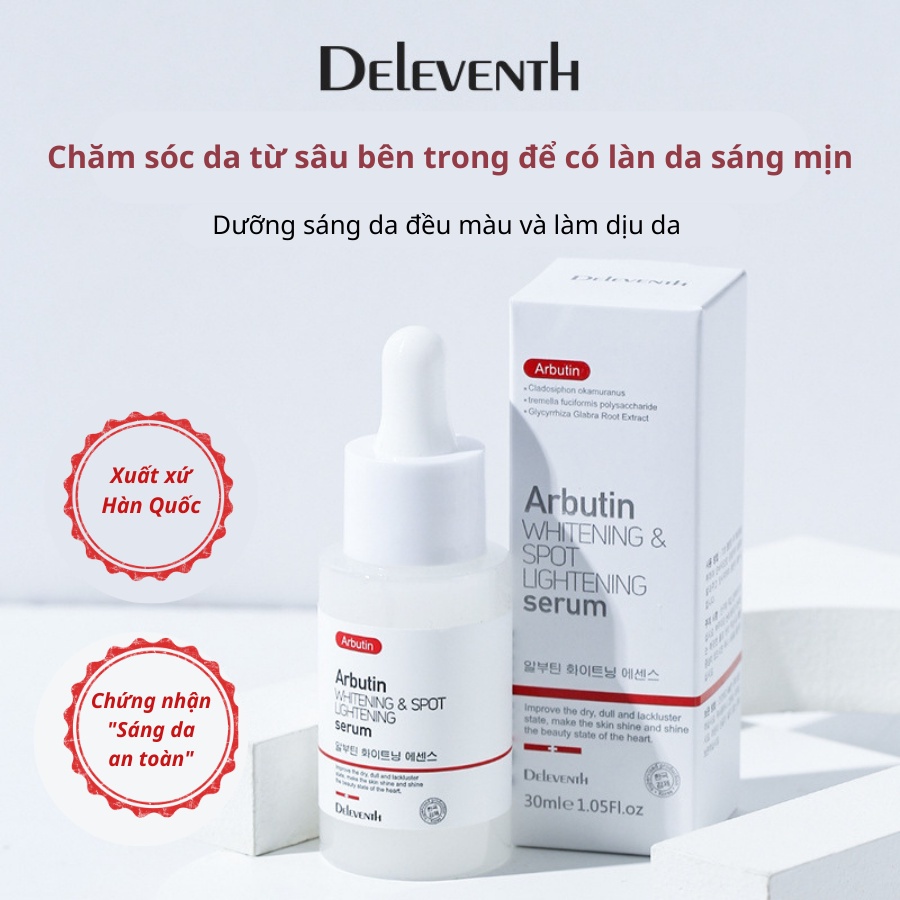 Serum trắng da, Serum arbutin Deleventh Serum giảm thâm sáng da kiềm dầu dưỡng ẩm phù hợp với mọi loại da (37ml)