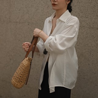 [Gabyli Label] Sơ mi tay dài chất tơ nhăn freesize dáng basic - Freely Daily Shirt