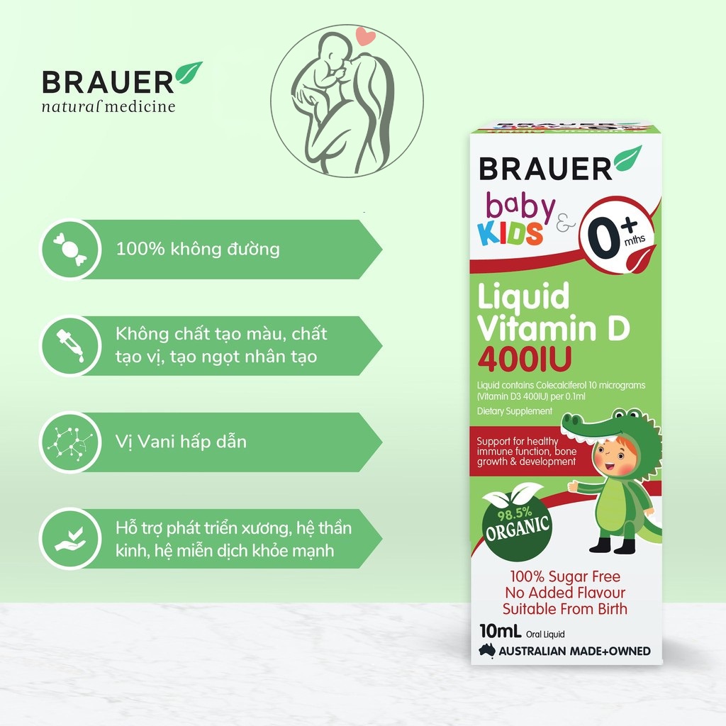 Vitamin D Braue 400IU cho trẻ từ sơ sinh 10ml