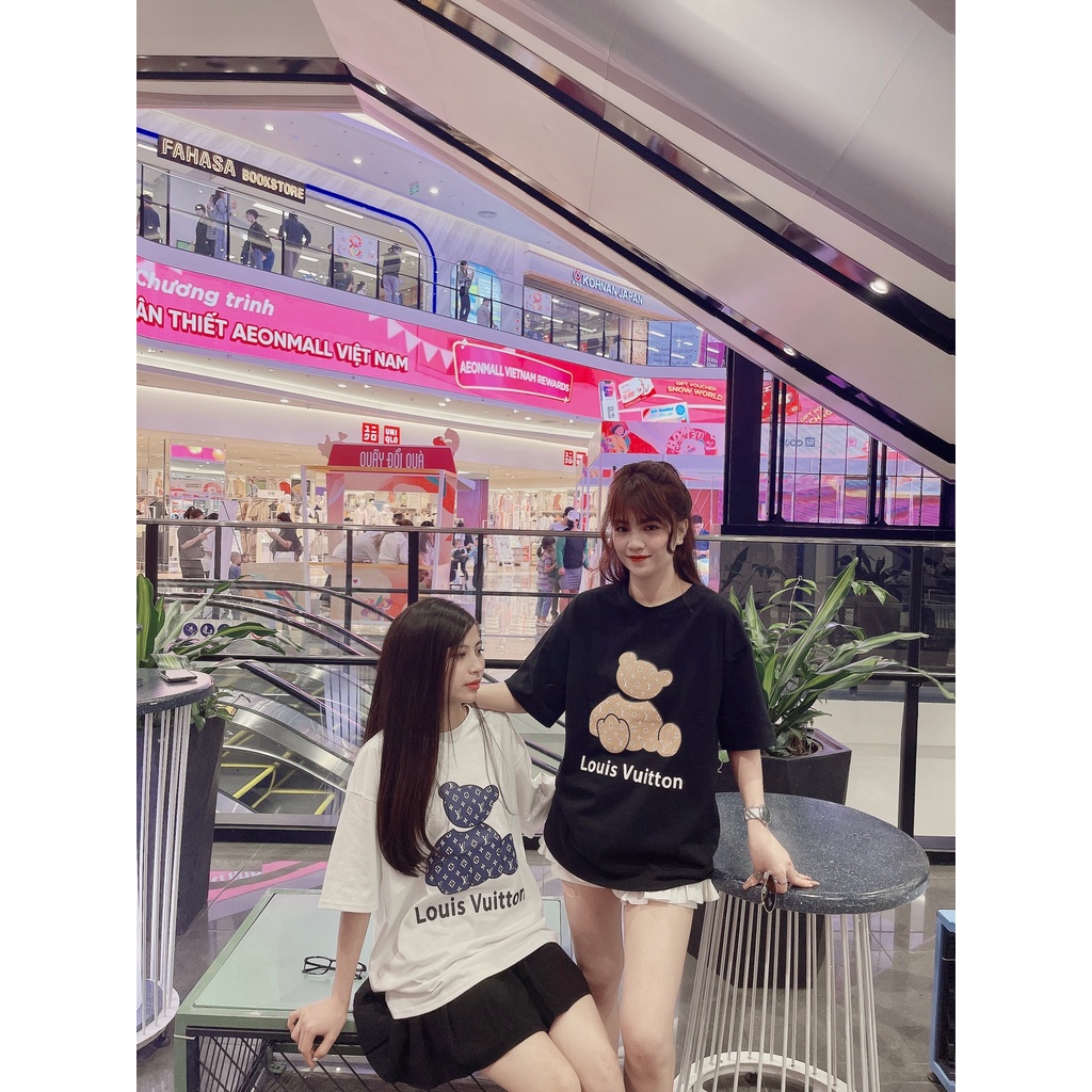 Áo Thun Tay Lỡ Form Rộng Unisex , Chất Cotton Khô - T shirt gấu Louis Vuitton
