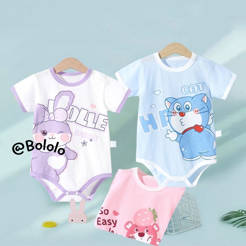 Bololo Bộ Áo Liền Quần Tam Giác Vải Cotton Mỏng Tay Ngắn Dễ Thương Cho Bé Sơ Sinh
