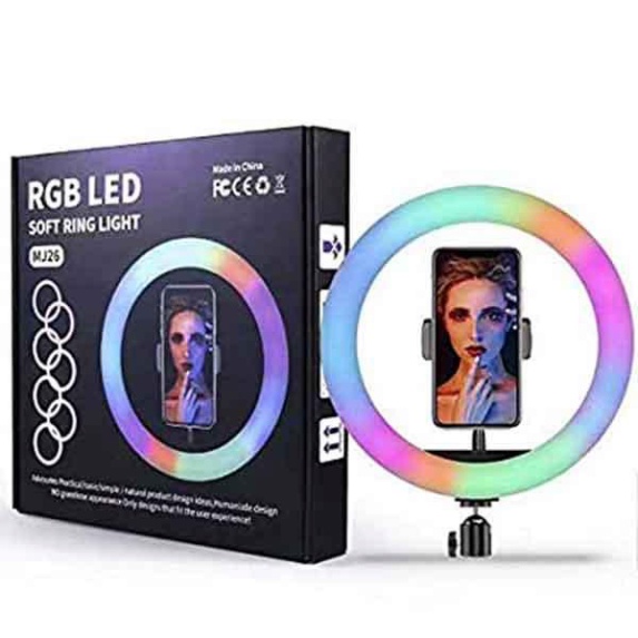 Đèn LED Ring RGB sáng tạo Lives tream 26cm Soft Ring Light chụp ảnh quay video - Max 6000K điện 12V