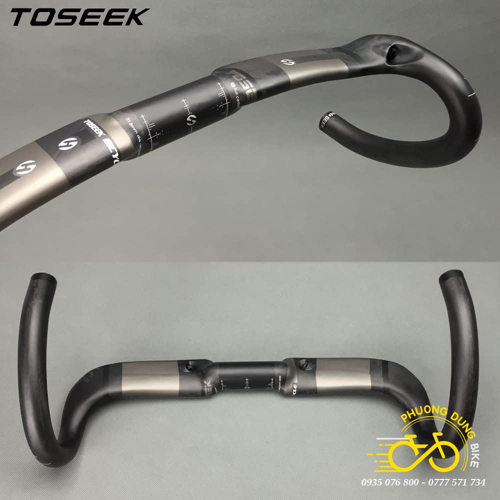 Ghi đông cong dẹp xe đạp road Carbon TOSEEK 420 x 31.8mm