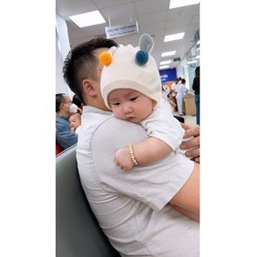 Nón len dệt kim ấm tai bé Len67