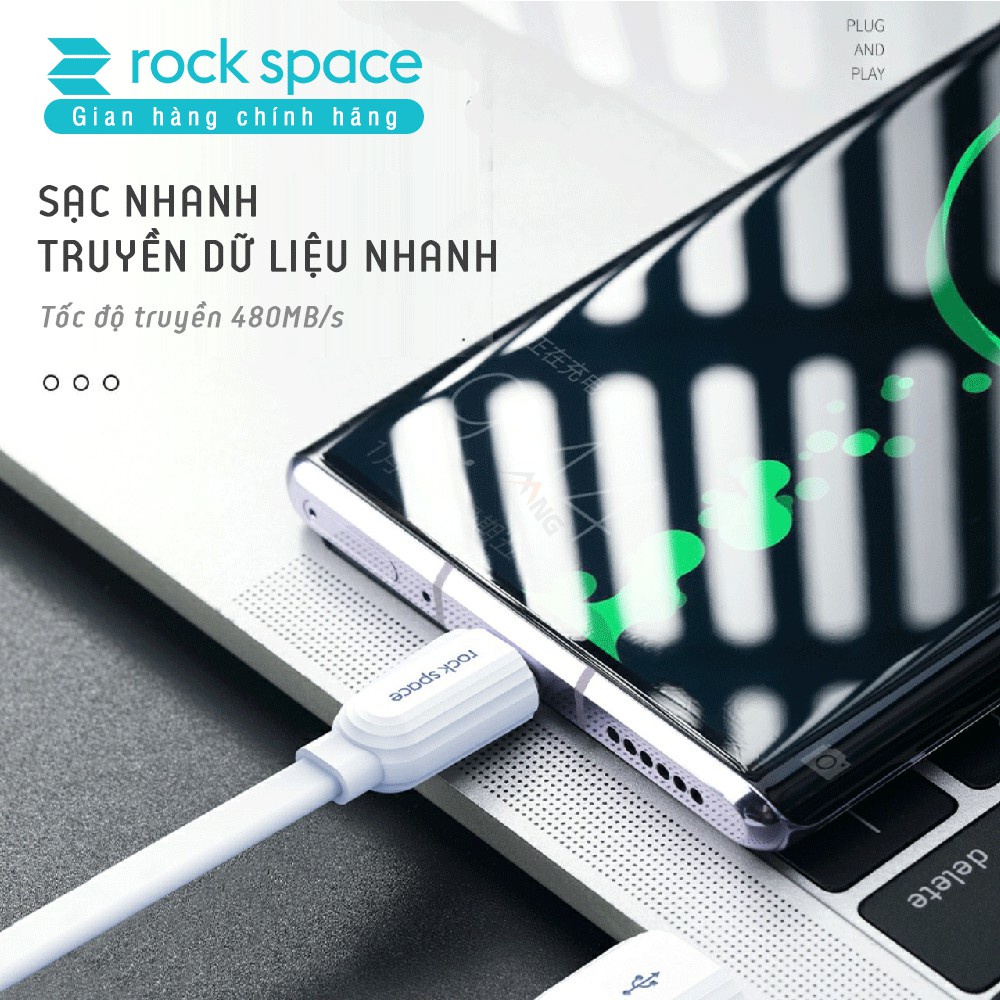 Dây cáp sạc Rockspace S5 sạc nhanh không nóng máy bảo hành 12 tháng lỗi 1 đổi 1