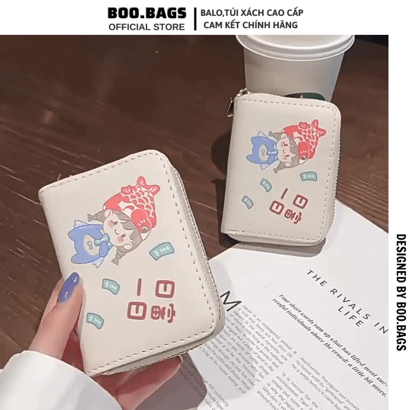 Ví Nữ Mini, Ví Cầm Tay Nữ Hình Cô Gái Nhiều Màu Dễ Thương Với 12 Ngăn Cute Boobags Boo-035