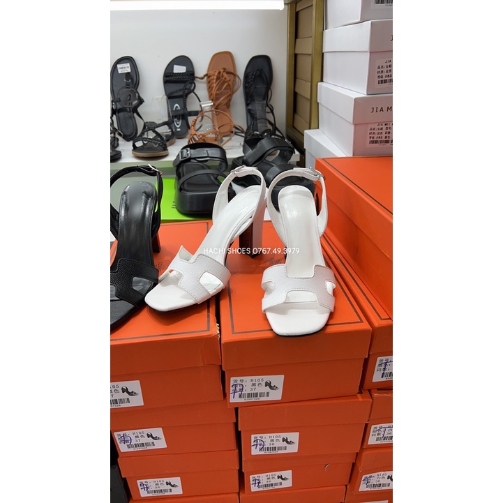 Giày sandal cao gót chữ H gót vuông cao 9cm hàng QCCC fulbox H105 - HACHI SHOES