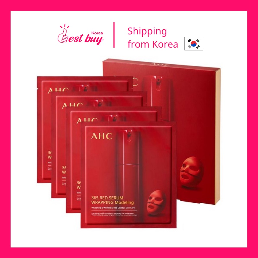 Set 4 mặt nạ AHC 365 Red Serum Wrapping Modeling Mask Pack 40g