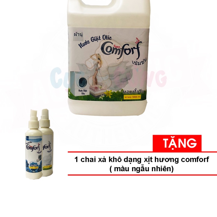 (Sale) Nước giặt quần áo hương Comfort Thái Lan 5 lít (Trắng) Tặng 1 chai nước xả khô dạng xịt hương ngẫu nhiên