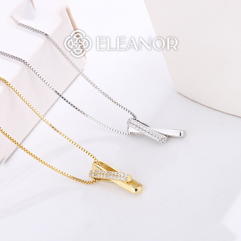 Dây chuyền nữ bạc 925 Eleanor Accessories thiết kế mặt lòng ghép đính đá phụ kiện trang sức 5460