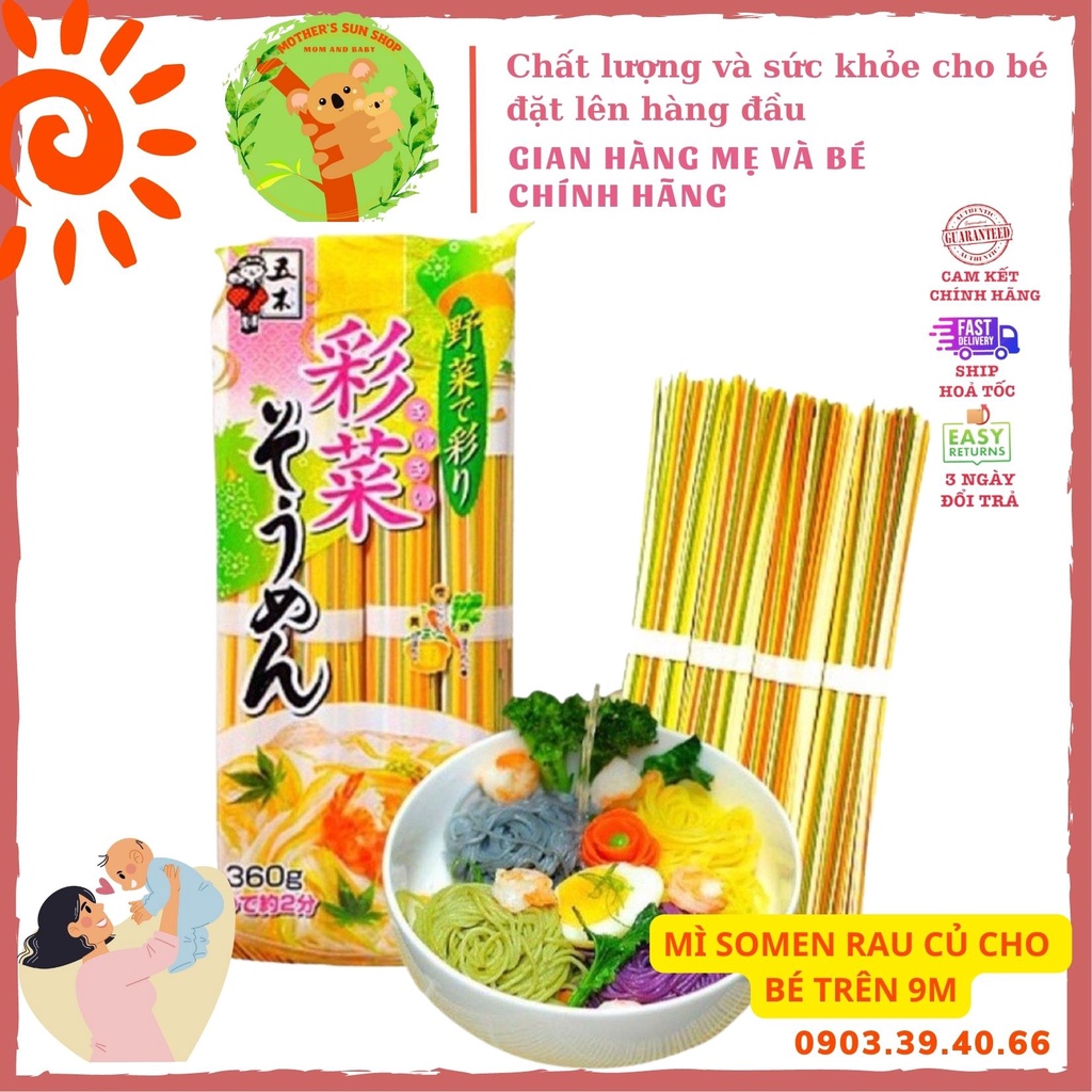 Mì Somen ngũ sắc vị rau củ nội địa Nhật Bản Cho Bé Ăn Dặm 320g
